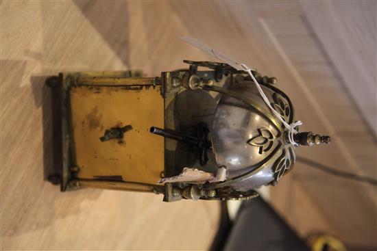 A brass lantern clock, 29.5cm